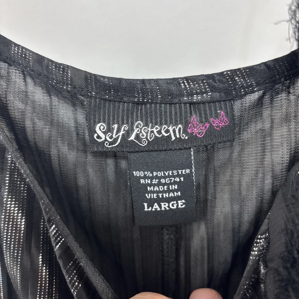 VTG Y2K Self Esteem Women's Tank Top Camisole Black Silver Party Goth Whimsigoth
